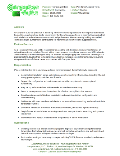 Computer Guts Operations Technician Intern (Jan 2026) conv 1